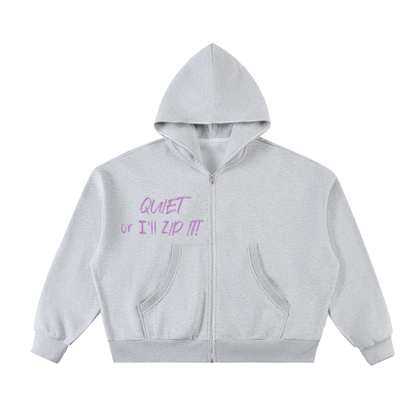 Fleeced Full-Zip Boxy Hoodie funny zip it womans girls
